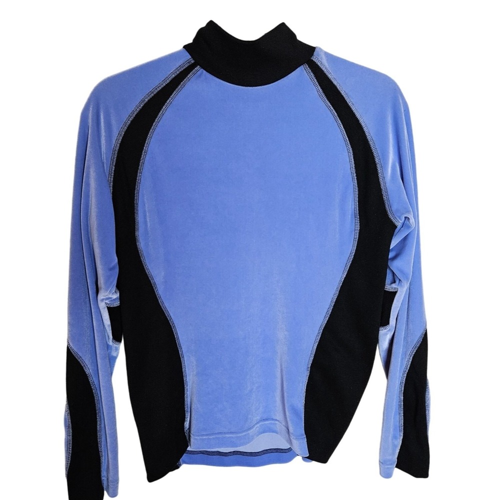 Obermeyer Woman's Size M Velour/Velvet SweatShirt Mock Turtle Neck Colorful